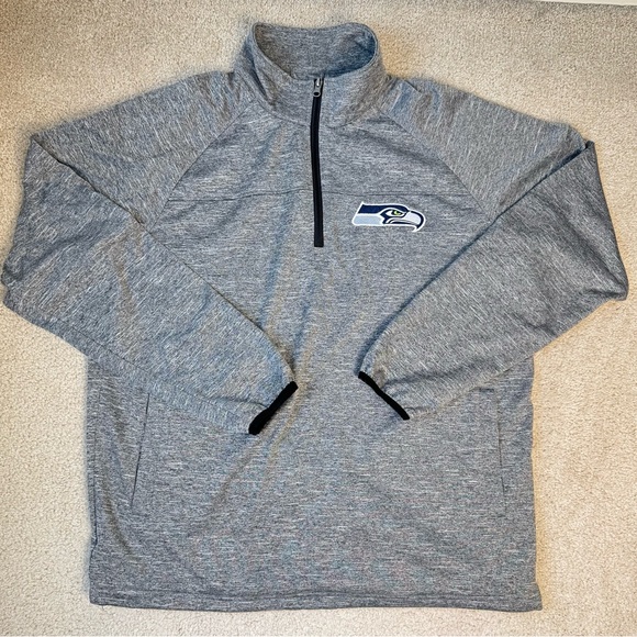 Seattle Seahawks Men’s 1/4 Zip Top NFL Apparel Long Sleeves Pockets Gray Size XL - Picture 1 of 7